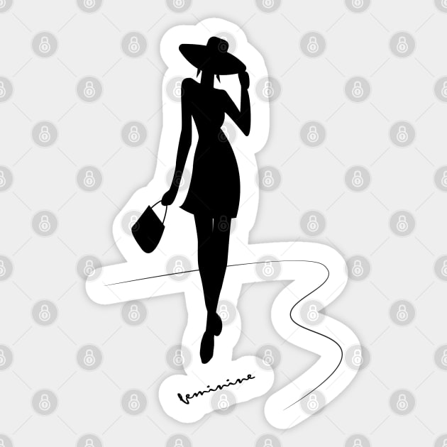 Fashionable woman in a hat Sticker by IDesign23